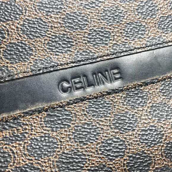 CELINE vintage Macadam Hand Bag Shoulder Bag Tote Bag Leather Black/Brown - Picture 5 of 14